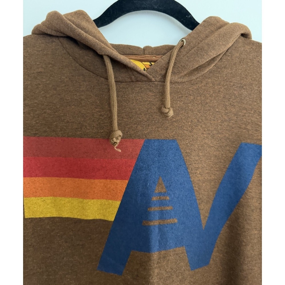 Aviator Nation Logo Pullover Relaxed Hoodie Chocolate Size Small - Picture 3 of 10